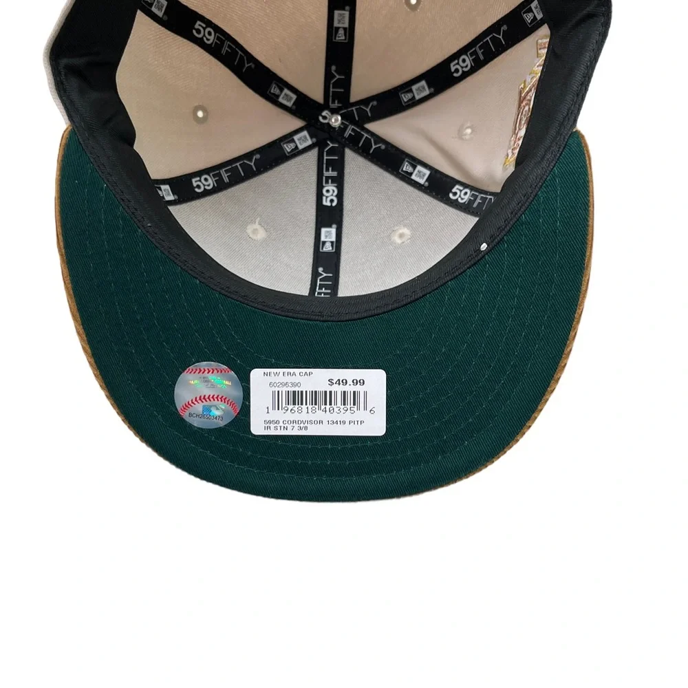 New Era 59Fifty Fall Corduroy Pirates 1976 World Series Hat Green Bottom 7 3/8 - Picture 3 of 5
